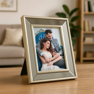 Ayna Detaylı Gümüş Fotoğraf Çerçevesi – 10x15 cm