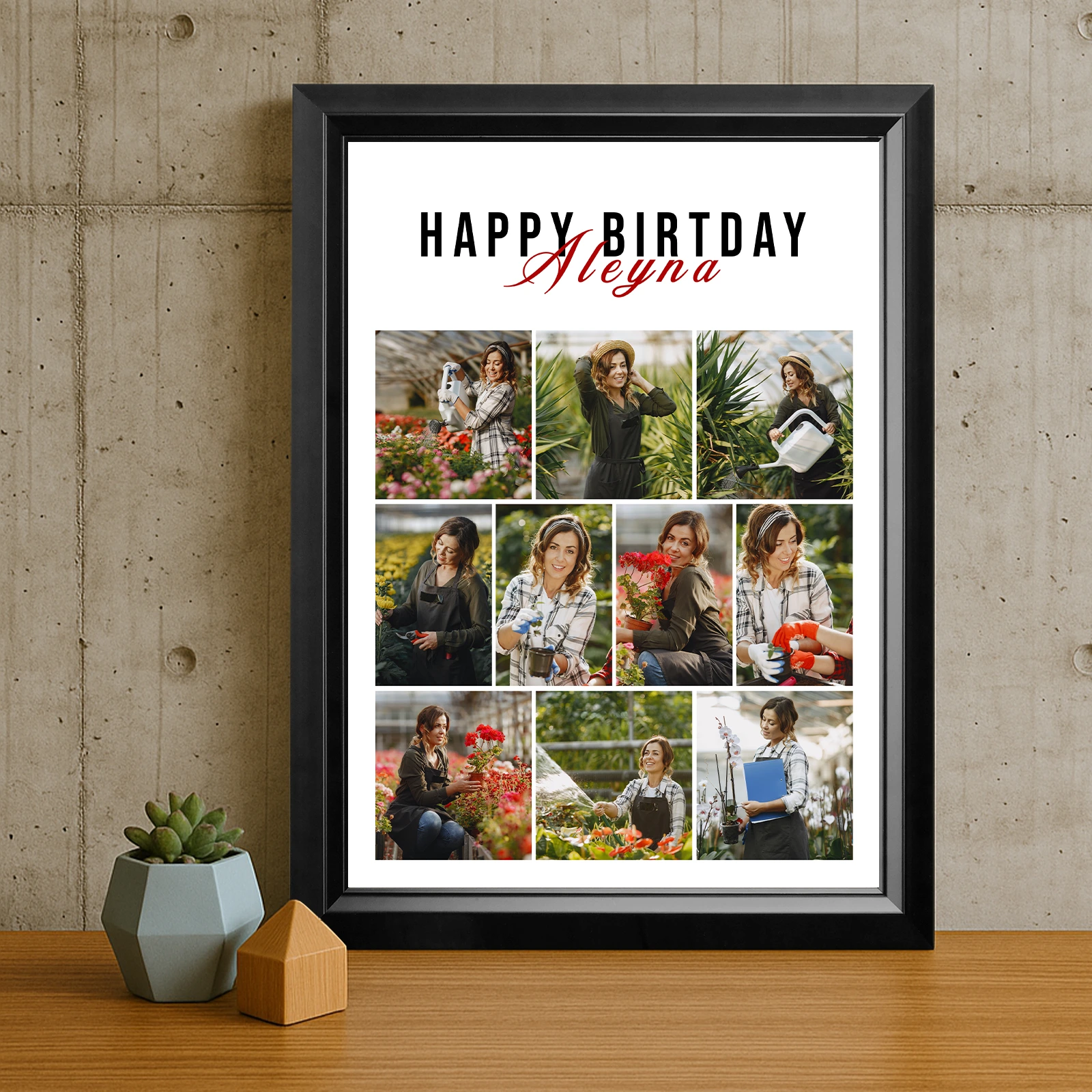 İsimli 10 Fotoğraflı Doğum Günü Çerçevesi 30x40