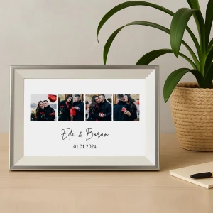 İsimli & Tarihli 4 Kare Aşk Çerçevesi – 15x21 cm