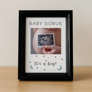 İsimli Tek Fotoğraflı Erkek Bebek Çerçevesi - 15x21 cm