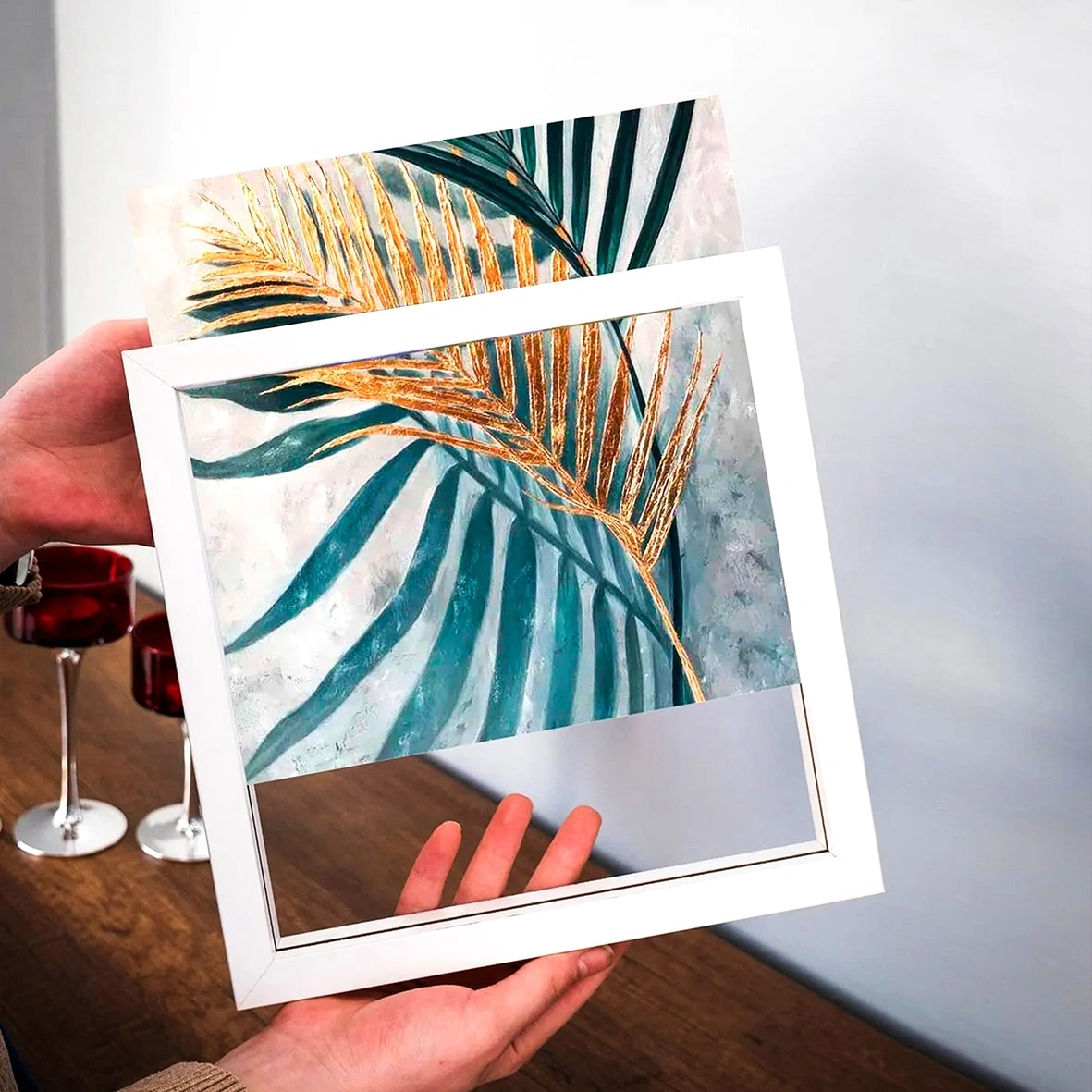 1 Fotoğraflı 25x25 Desenli Beyaz Çerçeve