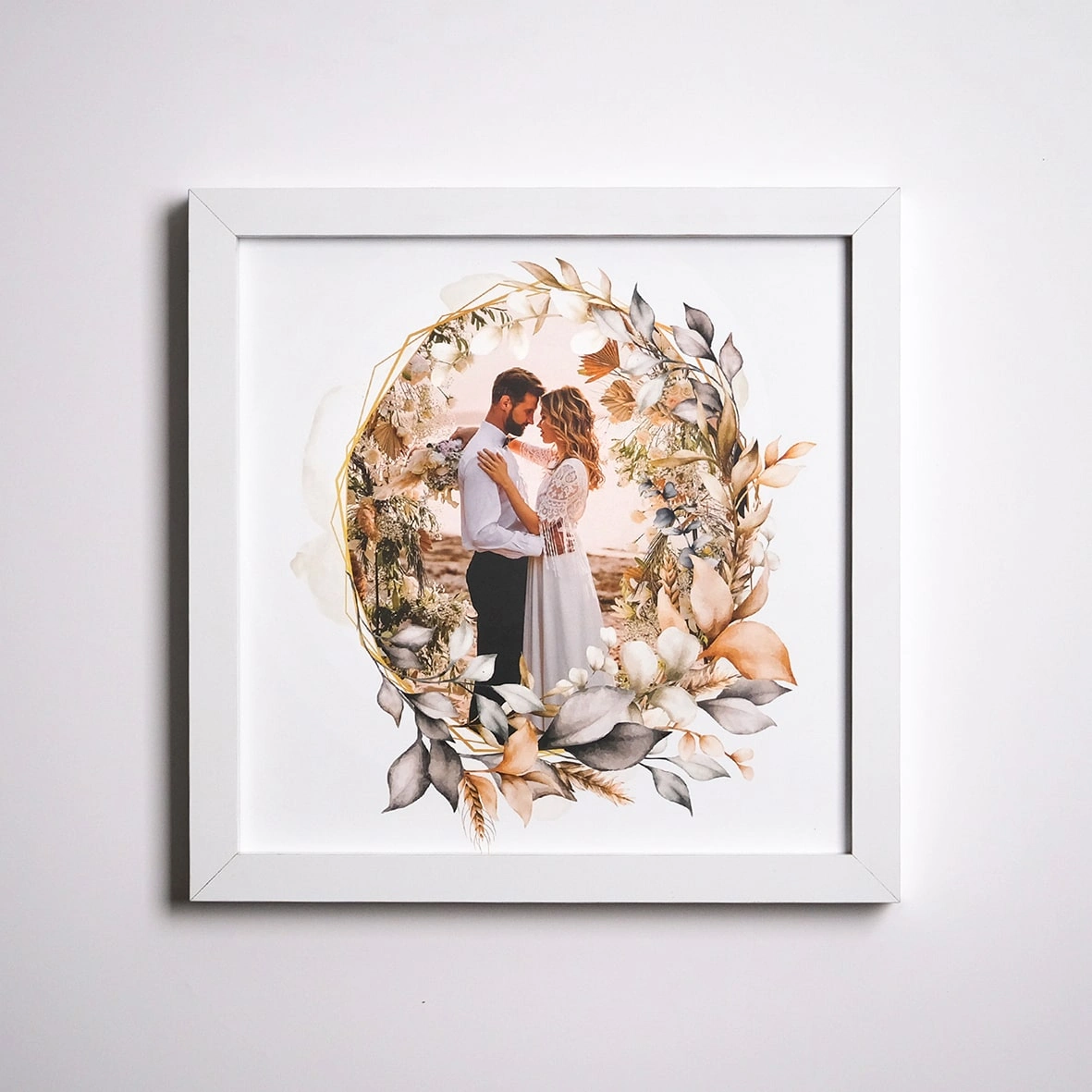 1 Fotoğraflı 25x25 Desenli Beyaz Çerçeve