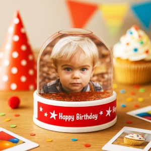 2 Fotoğraflı ışıltılı Doğum Günü Kar Küresi