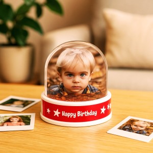 2 Fotoğraflı ışıltılı Doğum Günü Kar Küresi