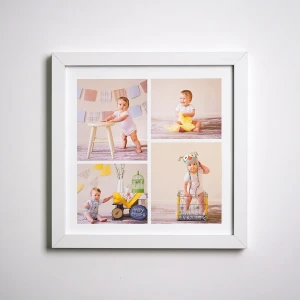 25x25 4 Fotğraflı Kolaj  Beyaz Çerçeve