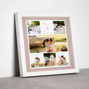 25x25 6 Fotoğraflı Dekoratif Beyaz Çerçeve