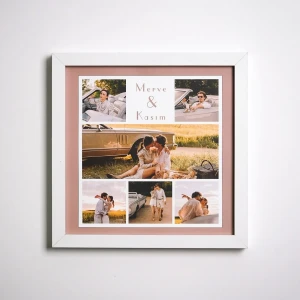 25x25 6 Fotoğraflı Dekoratif Beyaz Çerçeve