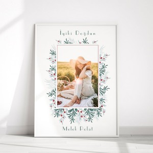 30x40 Doğum Günü Hediyesi Desenli Yapışan Çerçeve Beyaz