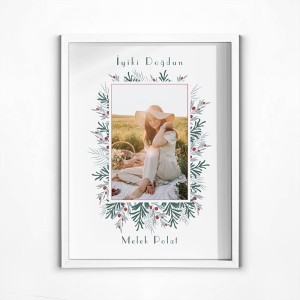 30x40 Doğum Günü Hediyesi Desenli Yapışan Çerçeve Beyaz