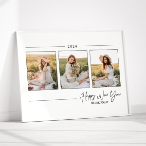 30x40 Happy New Year Yazılı Yapışan Çerçeve Beyaz