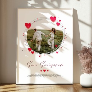 30x40 Sevgiliye Hediye Mesajlı Yapışan Çerçeve Beyaz