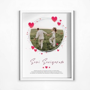 30x40 Sevgiliye Hediye Mesajlı Yapışan Çerçeve Beyaz