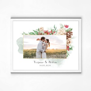 30x40 Özel Gün Hediyesi Yapışan Çerçeve Beyaz