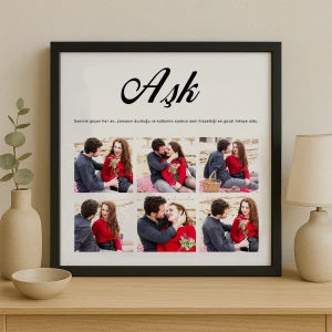 Aşk Yazılı 6 Karelik Fotoğraf Çerçevesi 25x25