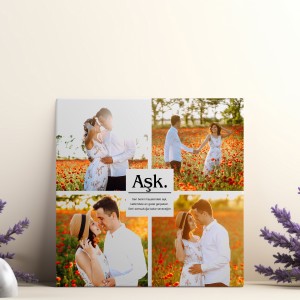 Aşk Yazılı Hediye Kanvas Tablo 50x50
