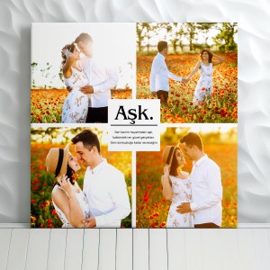 Aşk Yazılı Hediye Kanvas Tablo 50x50