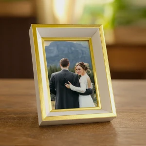 3 Adet Altın Kenar Detaylı Beyaz  Fotoğraf Çerçeve Seti – 10x15 cm