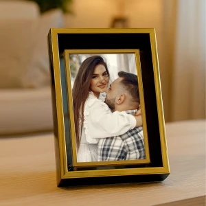 3 Adet Altın Kenar Detaylı Siyah Fotoğraf Çerçeve Seti – 10x15 cm