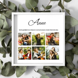 Anneye 6 Fotoğraflı 20x20 Yapışan Çerçeve Beyaz