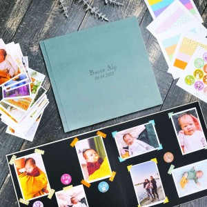 Büyük Anı Albümü ve 36 adet Fotoğraf Baskı Kadife Mint Yeşili
