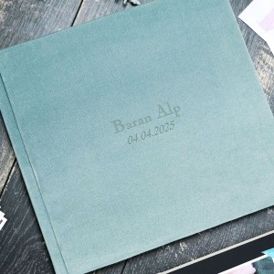 Büyük Anı Albümü ve 36 adet Fotoğraf Baskı Kadife Mint Yeşili