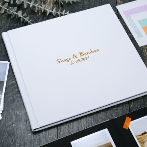 Büyük Anı Albümü ve 36 adet Fotoğraf Baskı - Beyaz Deri