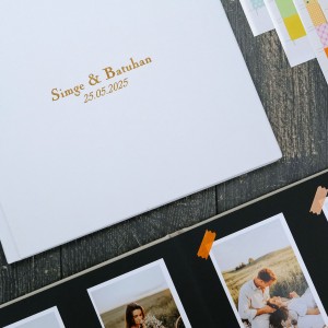 Büyük Anı Albümü ve 36 adet Fotoğraf Baskı - Beyaz Deri