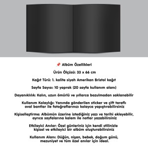 Büyük Anı Albümü ve 36 adet Fotoğraf Baskı - Gri Kadife