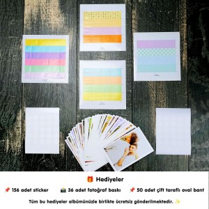 Büyük Anı Albümü ve 36 adet Fotoğraf Baskı - Gri Kadife