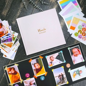 Büyük Anı Albümü ve 36 adet Fotoğraf Baskı - Kırık Pembe Deri