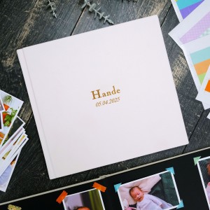 Büyük Anı Albümü ve 36 adet Fotoğraf Baskı - Kırık Pembe Deri