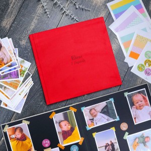 Büyük Anı Albümü ve 36 adet Fotoğraf Baskı - Kırmızı Nubuk