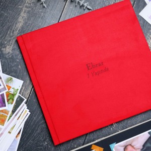 Büyük Anı Albümü ve 36 adet Fotoğraf Baskı - Kırmızı Nubuk