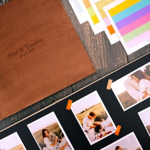 Büyük Anı Albümü ve 36 adet Fotoğraf Baskı - Kahve Kadife