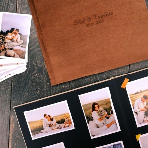 Büyük Anı Albümü ve 36 adet Fotoğraf Baskı - Kahve Kadife