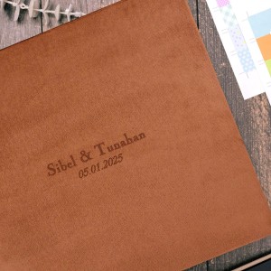 Büyük Anı Albümü ve 36 adet Fotoğraf Baskı - Kahve Kadife