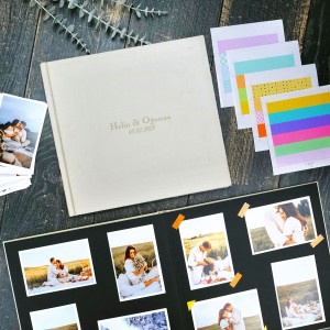 Büyük Anı Albümü ve 36 adet Fotoğraf Baskı Keten Krem