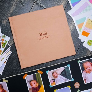 Büyük Anı Albümü ve 36 adet Fotoğraf Baskı - Pastel Pembe Nubuk