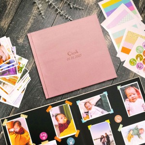 Büyük Anı Albümü ve 36 adet Fotoğraf Baskı - Pembe Kadife