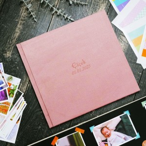 Büyük Anı Albümü ve 36 adet Fotoğraf Baskı - Pembe Kadife