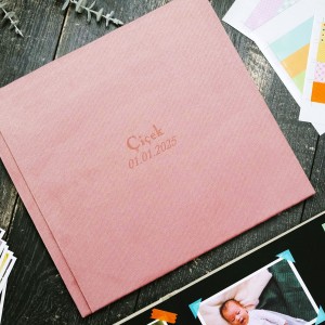 Büyük Anı Albümü ve 36 adet Fotoğraf Baskı - Pembe Kadife