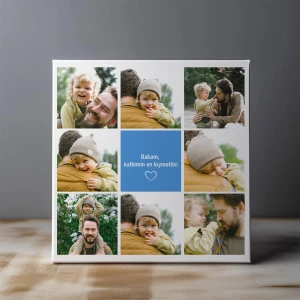 Duygusal Mesajlı ve Fotoğraflı Baba Kanvas Tablo - 50x50
