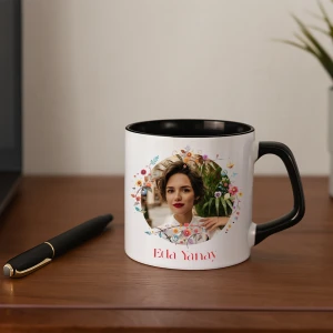 Fotoğrafa Özel Çiçek Çerçeveli Kupa