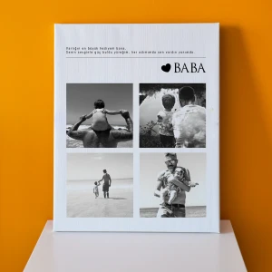 Kalpli BABA Yazılı ve Fotoğraflı Hediye Kanvas Tablo - 30x40