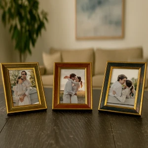 3 adet Karma Eskitme Altın Kenar Detaylı Fotoğraf Çerçeve Seti – 10x15 cm