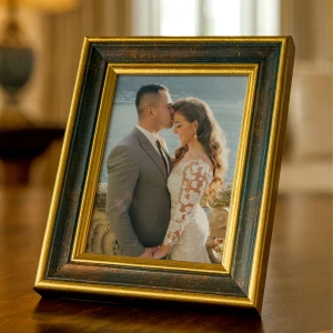 3 adet Karma Eskitme Altın Kenar Detaylı Fotoğraf Çerçeve Seti – 10x15 cm