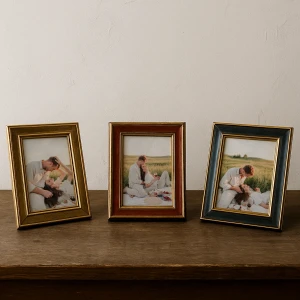 3 adet Karma Eskitme Altın Kenar Detaylı Fotoğraf Çerçeve Seti – 10x15 cm