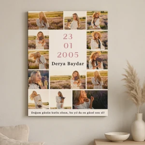 Kişiye Özel 13 Fotoğraflı Doğum Günü Kanvası – 50x70 cm