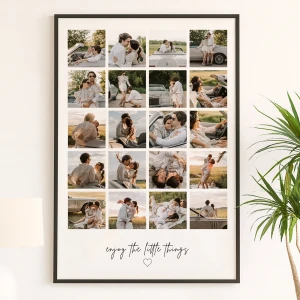 Kişiye Özel 20 Kareli Kalpli Kolaj “Enjoy the Little Things” Temalı - 40x55cm