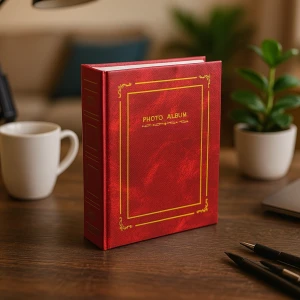 Klasik Albüm Kırmızı ve 100Adet Klasik Fotoğraf Baskı